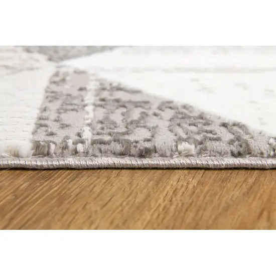 Gray and Ivory Distressed Diamonds Area Rug Photo 4