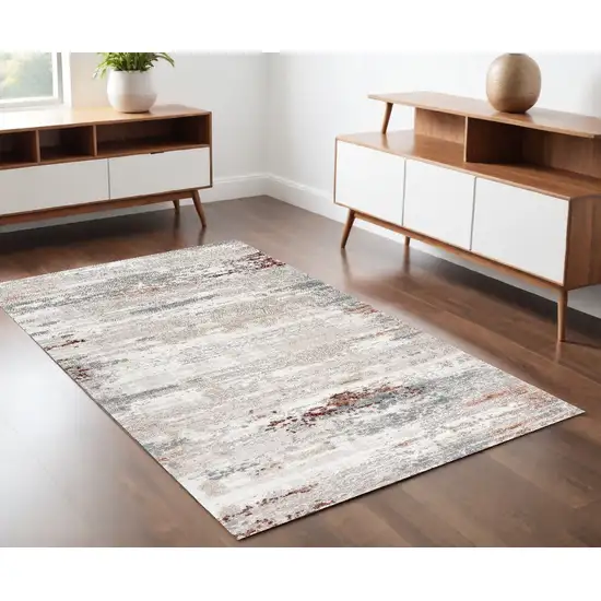 Gray and Ivory Geometric Power Loom Area Rug Photo 1