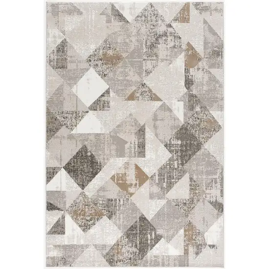 Gray and Ivory Distressed Diamonds Area Rug Photo 1