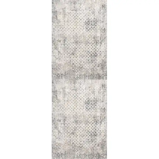 Gray and Ivory Distressed Runner Rug Photo 5