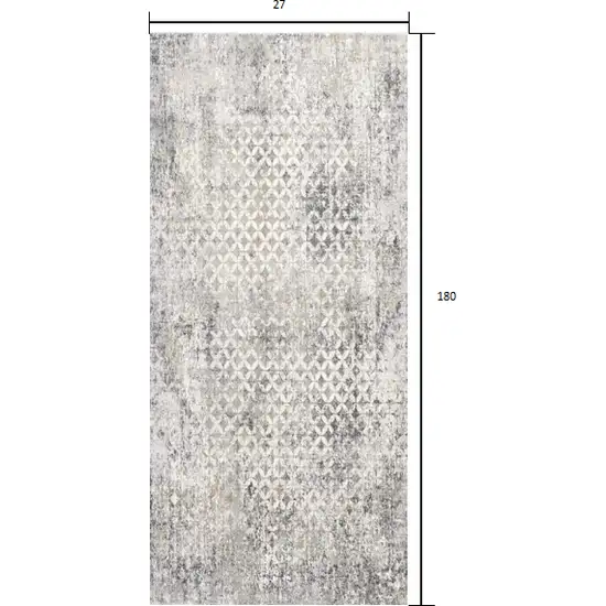 Gray and Ivory Distressed Runner Rug Photo 1