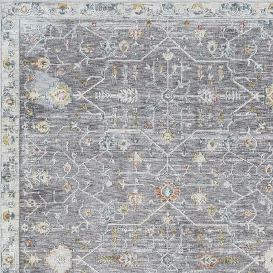 Gray and Ivory Floral Area Rug Photo 6