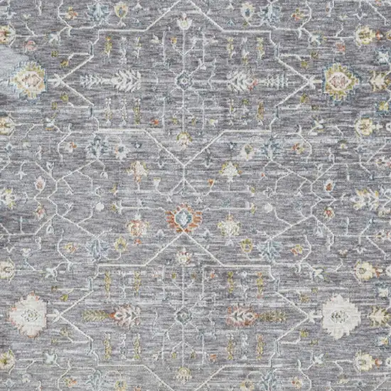 Gray and Ivory Floral Area Rug Photo 6