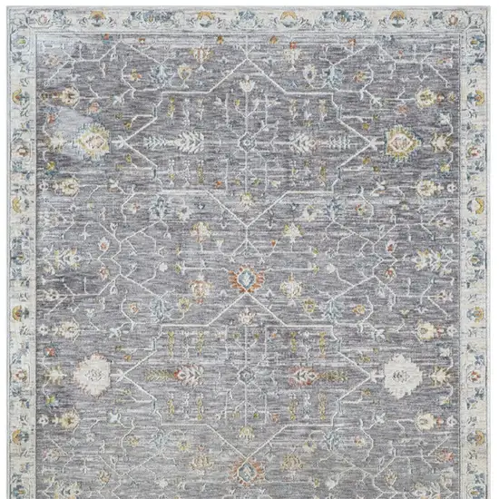 Gray and Ivory Floral Area Rug Photo 7