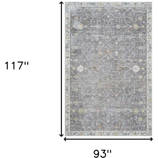 Gray and Ivory Floral Area Rug Photo 3