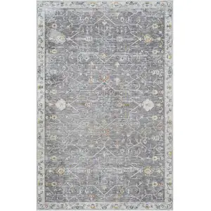 Photo of Gray and Ivory Floral Area Rug