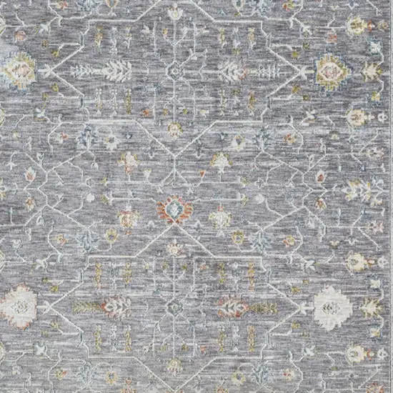 Gray and Ivory Floral Area Rug Photo 6