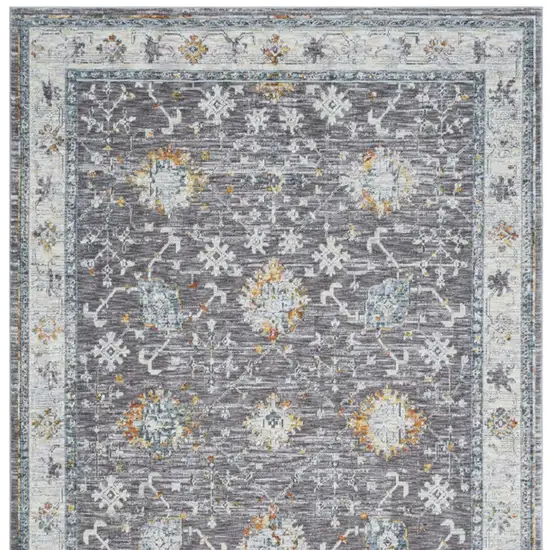 Gray and Ivory Floral Area Rug Photo 6