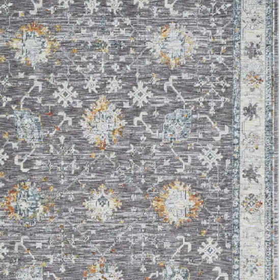 Gray and Ivory Floral Area Rug Photo 5