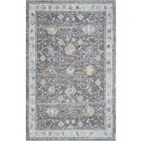 Photo of Gray and Ivory Floral Area Rug