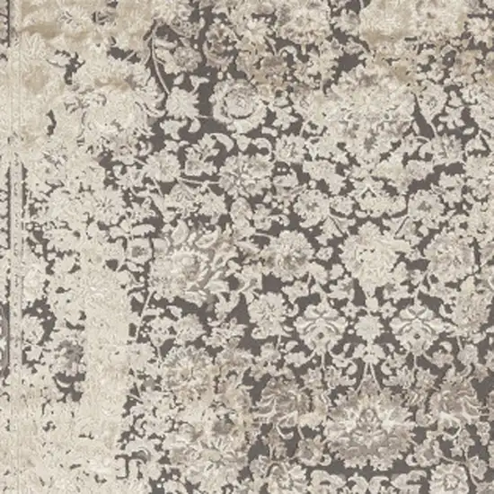 Gray and Ivory Floral Area Rug Photo 8