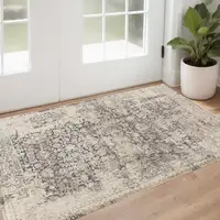 Photo of Gray and Ivory Floral Area Rug