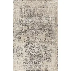 Photo of Gray and Ivory Floral Area Rug