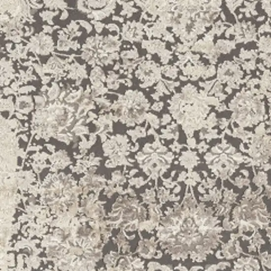 Gray and Ivory Floral Area Rug Photo 7