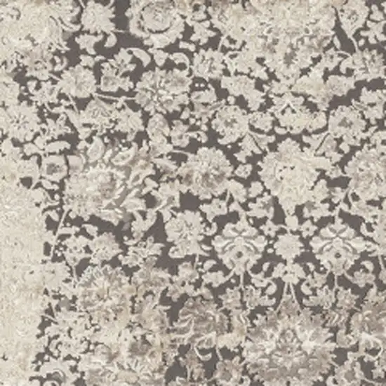 Gray and Ivory Floral Area Rug Photo 7