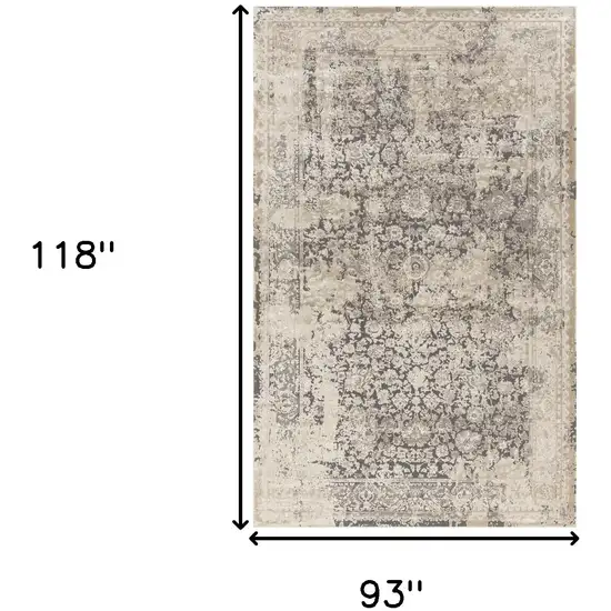 Gray and Ivory Floral Area Rug Photo 3