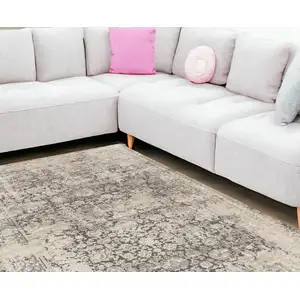 Photo of Gray and Ivory Floral Area Rug