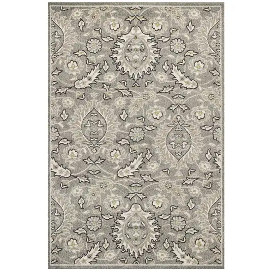 Gray and Ivory Floral Area Rug Photo 1