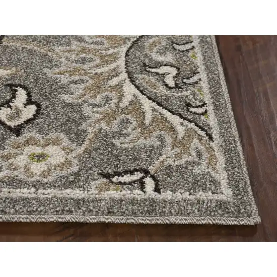 Gray and Ivory Floral Area Rug Photo 4