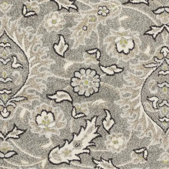 Gray and Ivory Floral Area Rug Photo 2