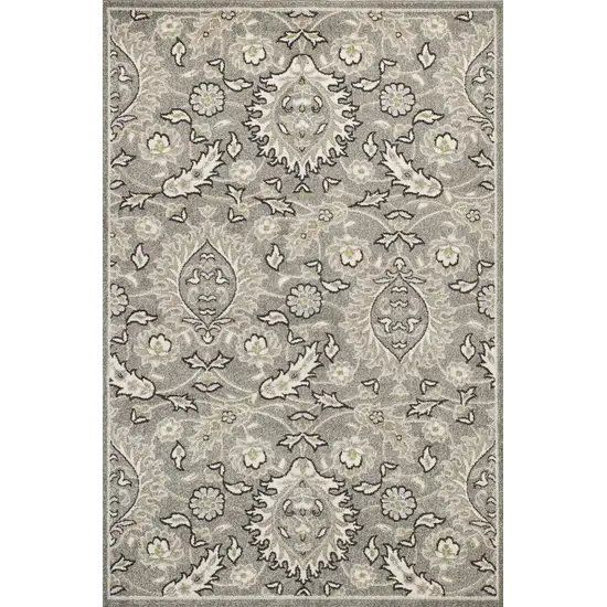 Gray and Ivory Floral Area Rug Photo 1