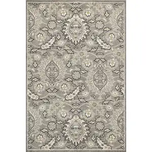 Photo of Gray and Ivory Floral Area Rug