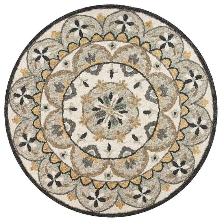 Gray and Ivory Floral Bloom Area Rug Photo 1