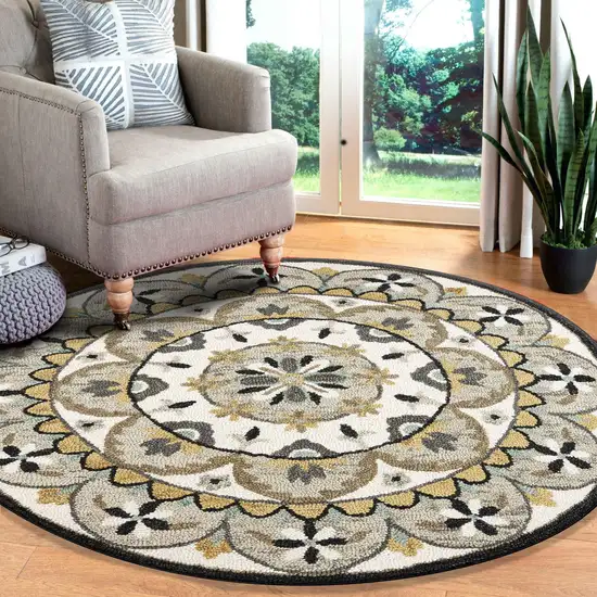 Gray and Ivory Floral Bloom Area Rug Photo 8