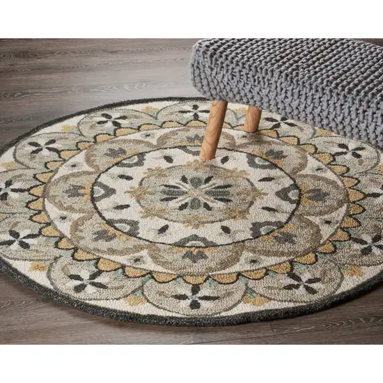 Gray and Ivory Floral Bloom Area Rug Photo 7