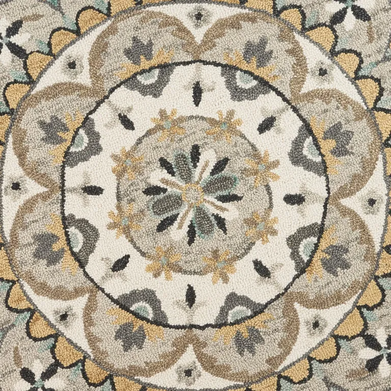 Gray and Ivory Floral Bloom Area Rug Photo 2