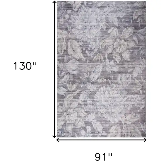 Gray and Ivory Floral Distressed Area Rug Photo 9