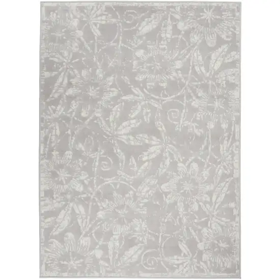 Gray and Ivory Floral Distressed Area Rug Photo 2