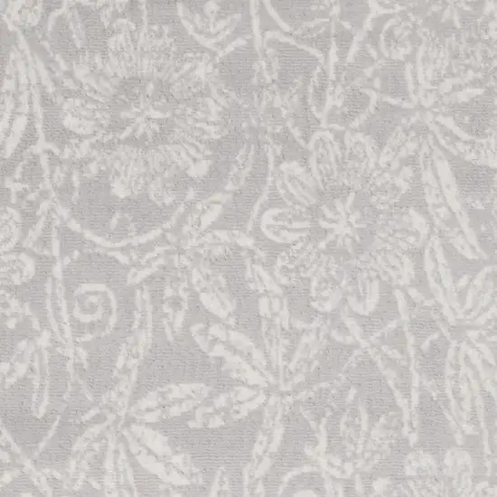 Gray and Ivory Floral Distressed Area Rug Photo 5