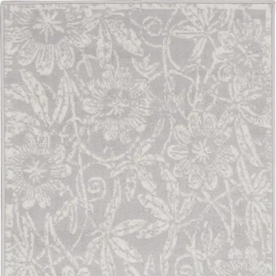 Gray and Ivory Floral Distressed Area Rug Photo 6