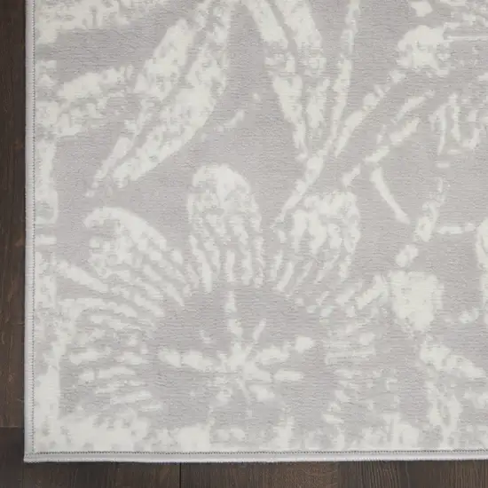 Gray and Ivory Floral Distressed Area Rug Photo 4