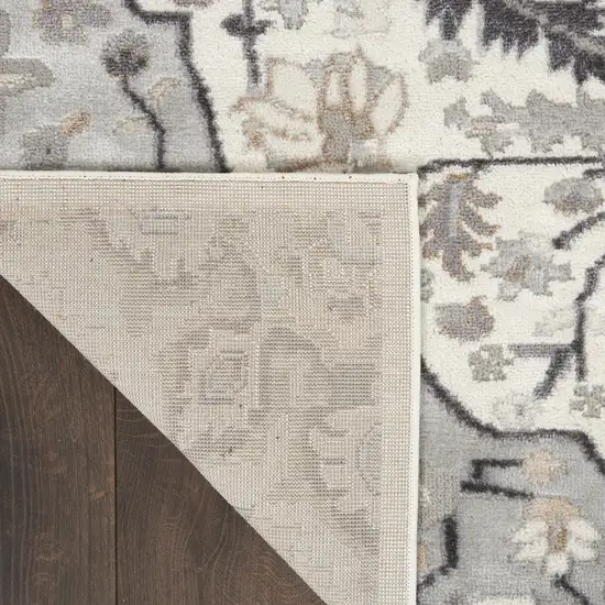 Gray and Ivory Floral Non Skid Area Rug Photo 6