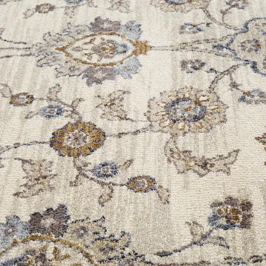 Gray and Ivory Floral Power Loom Area Rug Photo 9