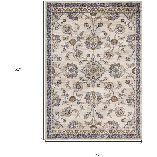 Gray and Ivory Floral Power Loom Area Rug Photo 8