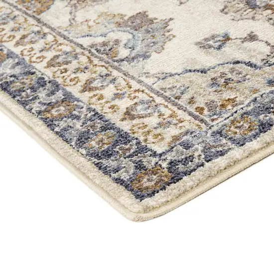 Gray and Ivory Floral Power Loom Area Rug Photo 5