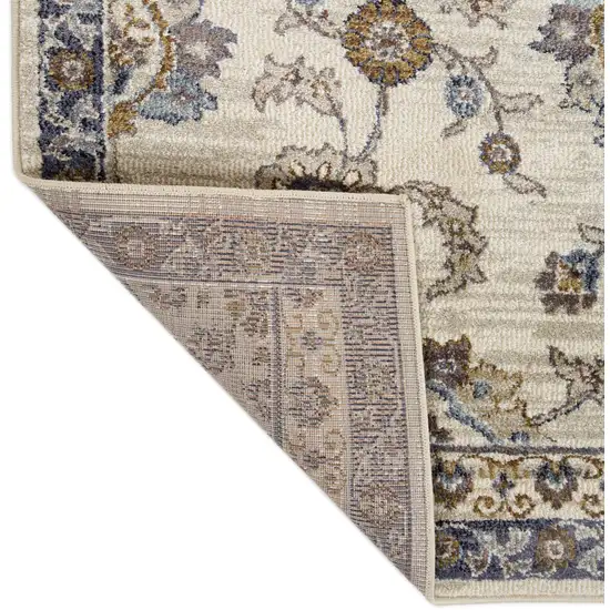 Gray and Ivory Floral Power Loom Area Rug Photo 6