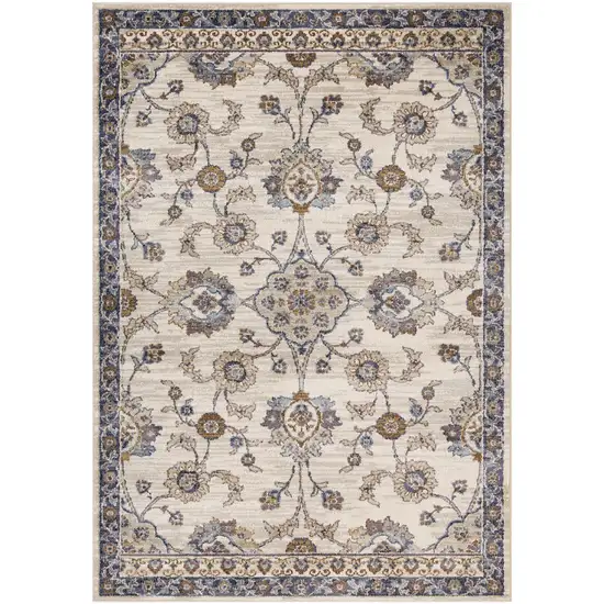 Gray and Ivory Floral Power Loom Area Rug Photo 1