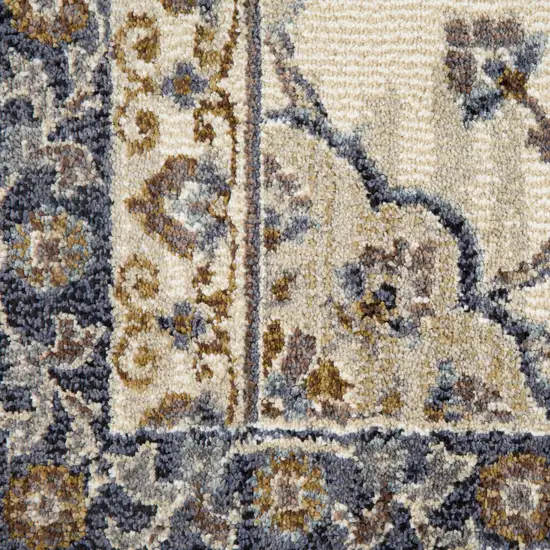 Gray and Ivory Floral Power Loom Area Rug Photo 3