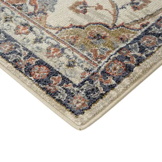 Gray and Ivory Floral Power Loom Area Rug Photo 5