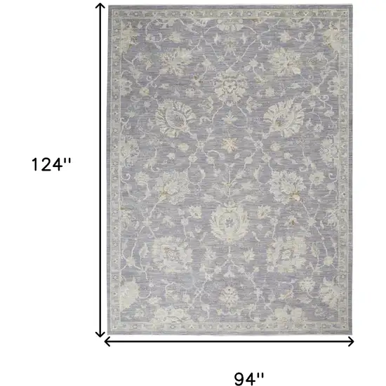 Gray and Ivory Floral Power Loom Area Rug Photo 3