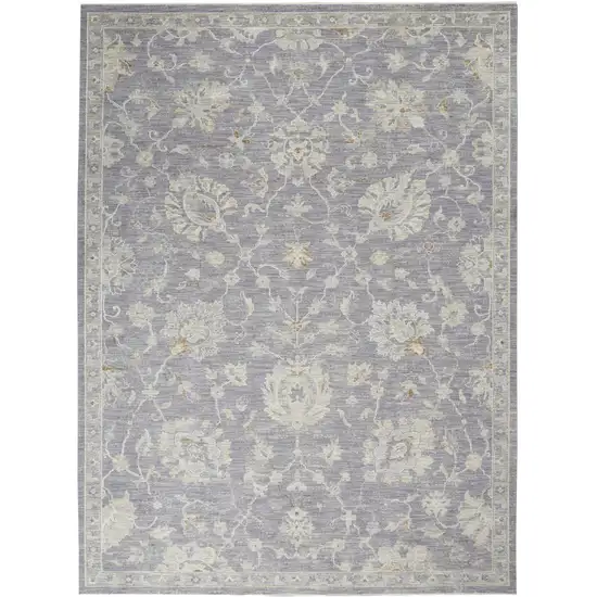 Gray and Ivory Floral Power Loom Area Rug Photo 2