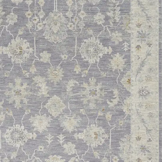 Gray and Ivory Floral Power Loom Area Rug Photo 9