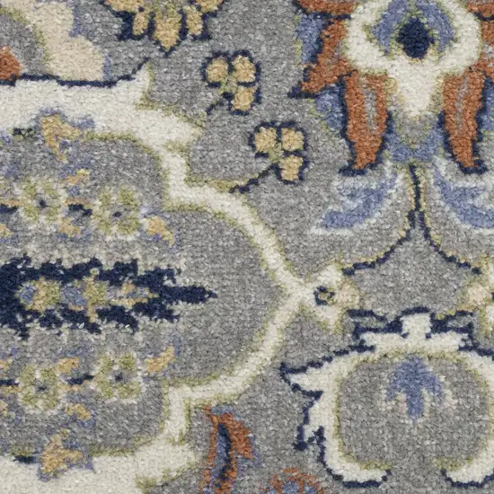 Gray and Ivory Floral Power Loom Area Rug Photo 5