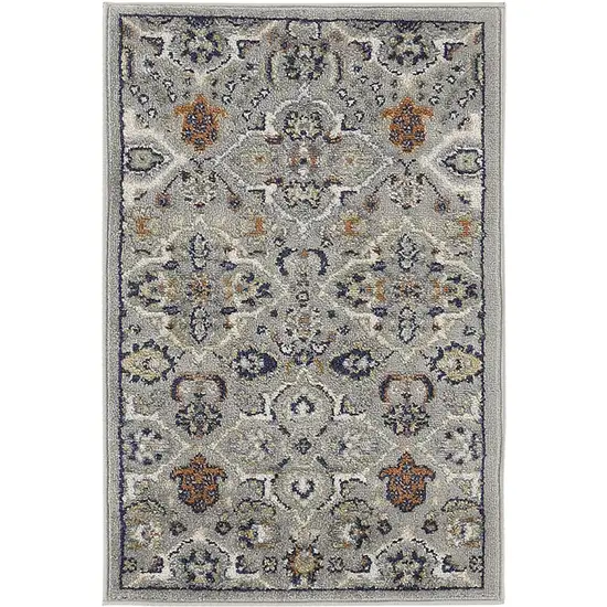 Gray and Ivory Floral Power Loom Area Rug Photo 9