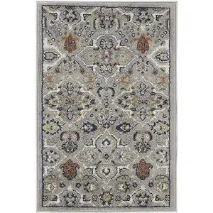 Photo of Gray and Ivory Floral Power Loom Area Rug