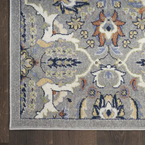 Gray and Ivory Floral Power Loom Area Rug Photo 4